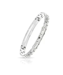 Bracciale in acciaio con zirconi bianchi